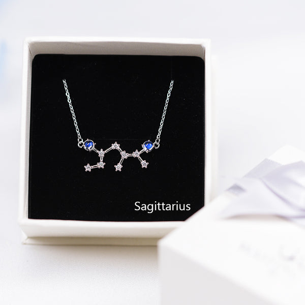 Constellation Moonstone Pendant Necklace in White Gold Plated Silver Gemstone Jewelry Women