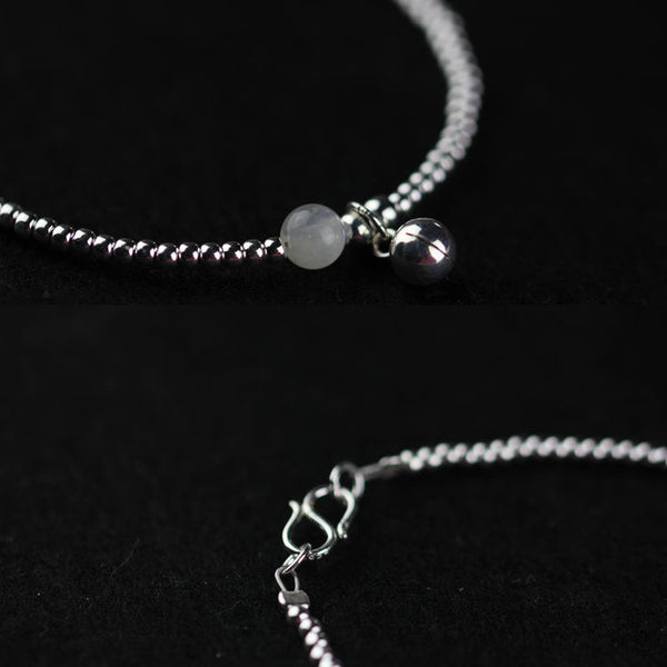 Silver Moonstone Beaded Bracelet Handmade Gemstone Jewelry Accessories Gifts Women chic