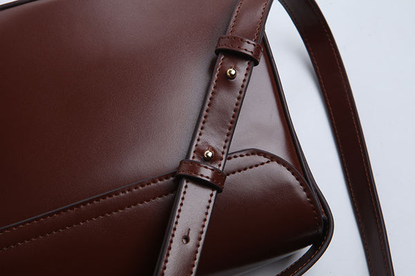 Simplify Womens Leather Saddle Bag Crossbody Bags Purse for Women Handmade