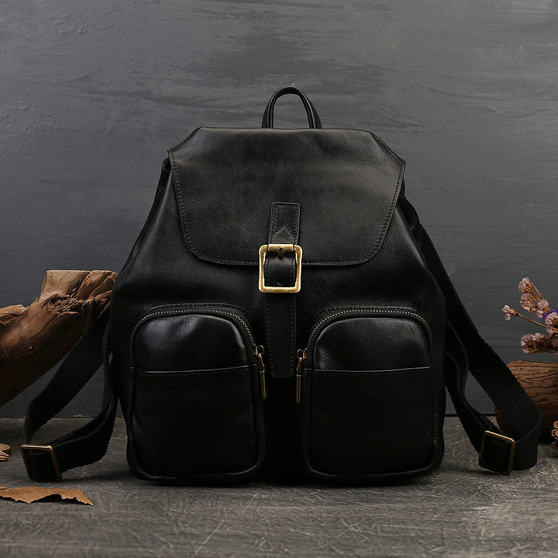 affordable black leather backpack Small Black Leather Backpack Purse Ladies Leather Rucksack Bag For Wom – igemstonejewelry