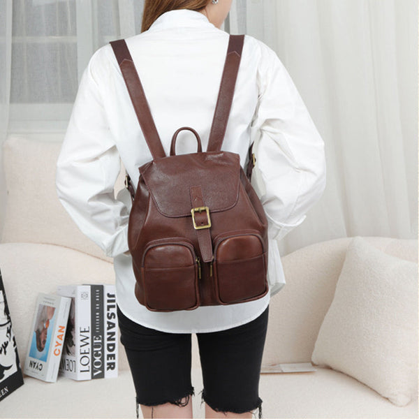 Small Black Leather Backpack Ladies Leather Rucksack Bag Boutique