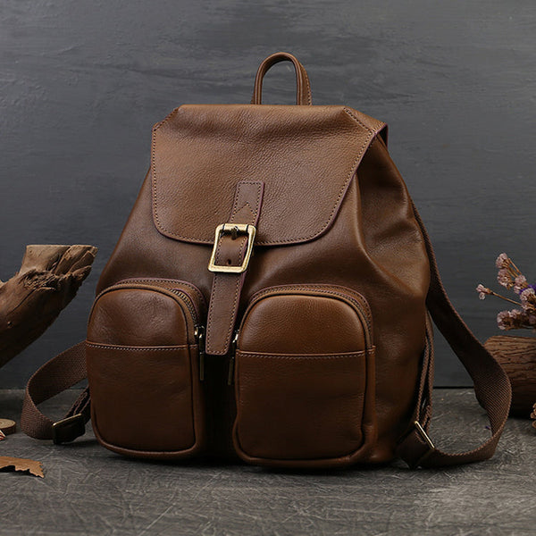 Small Black Leather Backpack Ladies Leather Rucksack Bag Designer