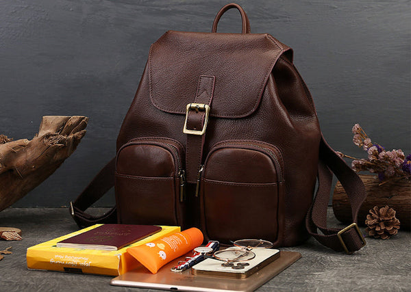 Small Black Leather Backpack Ladies Leather Rucksack Bag Nice