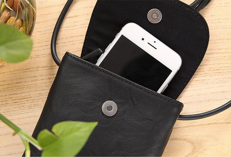 Tboline Women Leather Mini Shoulder Messenger Bag Top-Handle Phone Holder (Black), Women's, Size: Small