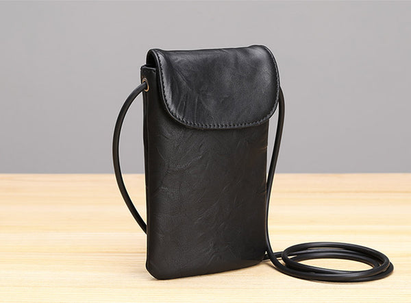Small Black Leather Womens Crossbody Phone Bags Shoulder Bag Purse for Women cute