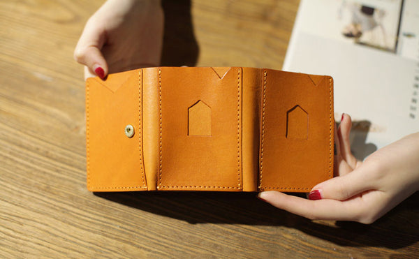 Small Brown Leather Womens Wallet Purse Handmade Clutch for Women Handmade