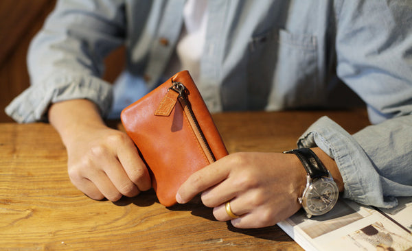 Small Brown Leather Womens Wallet Purse Handmade Clutch for Women Handmade