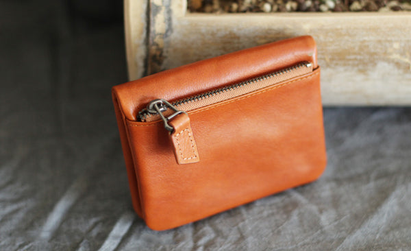 Small Brown Leather Womens Wallet Purse Handmade Clutch for Women small
