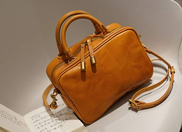 Small Cube Bag Brown Leather Handbags