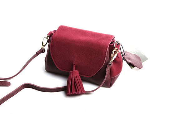 Small Cute Leather Crossbody Satchel Purse With Fringe Shoulder Bag for Women Details