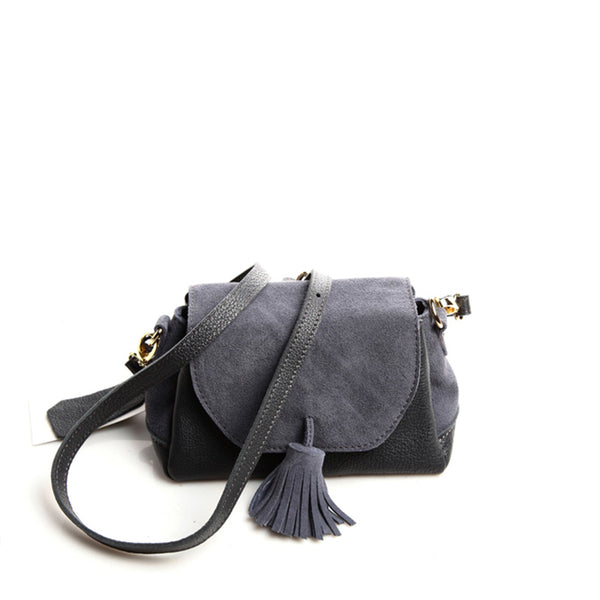 Small Cute Leather Crossbody Satchel Purse With Fringe Shoulder Bag