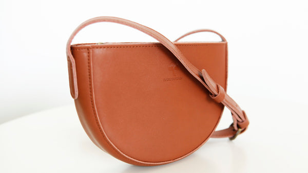 Small Half Round Leather Crossbody Purse Sling Bag For Women Trendy