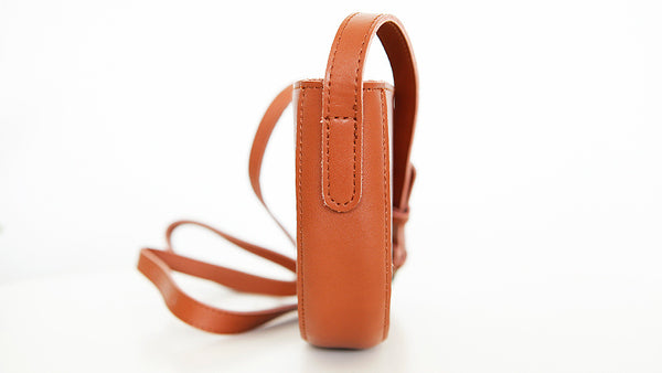 Small Half Round Leather Crossbody Purse Sling Bag For Women Work-bag