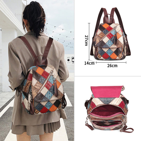Small Ladies Boho Backpack Bag Leather Rucksack For Women Capacity