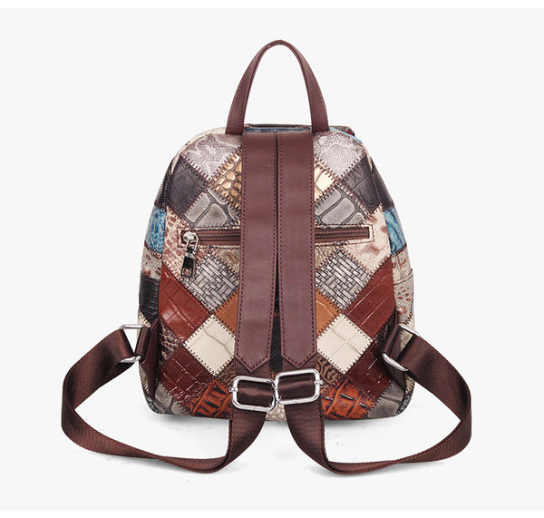 Small Ladies Boho Backpack Bag Leather Rucksack For Women Elegant