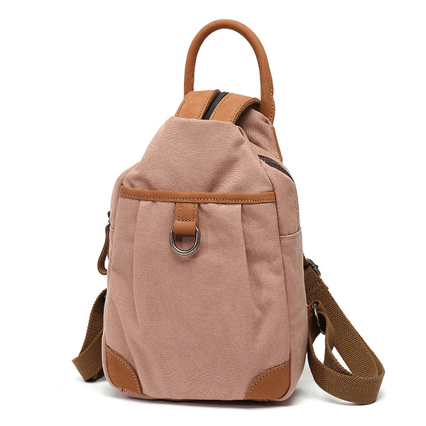 Small Ladies Canvas And Leather Backpack Rucksack For Women Accessories
