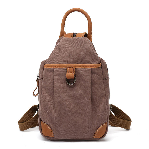 Small Ladies Canvas And Leather Backpack Rucksack For Women Chic