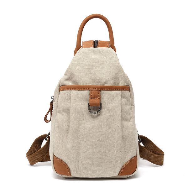 Small Ladies Canvas And Leather Backpack Rucksack For Women Cool