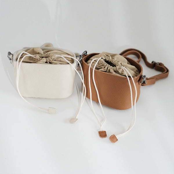Small Ladies Genuine Leather Bucket Bags Cute Shoulder Bags For Women Quality
