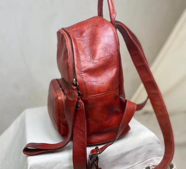 Small Ladies Leather Backpack Purse Rucksack Bags For Women Stylish
