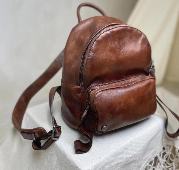 Small Ladies Leather Backpack Purse Rucksack Bags For Women Unique