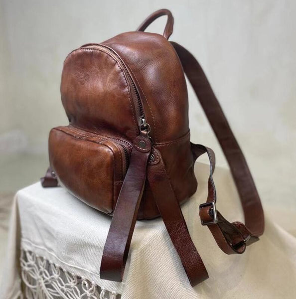 Small Ladies Leather Backpack Purse Rucksack Bags For Women Work-bag