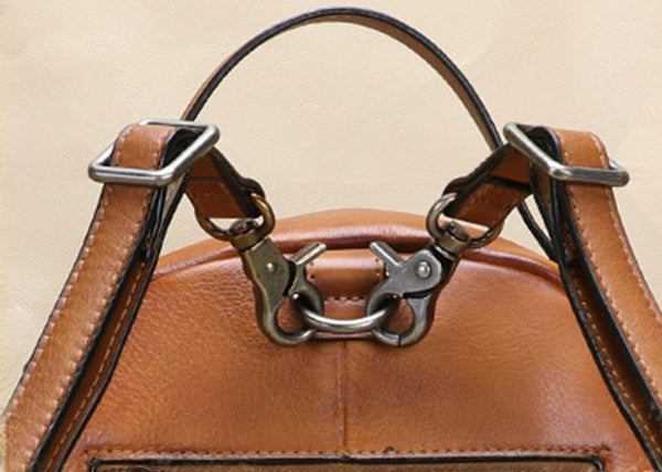 Small Ladies Embossed Leather Backpack Purse Rucksack Cross Shoulder Bag For Women Details