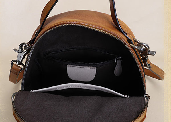 Small Ladies Embossed Leather Backpack Purse Rucksack Cross Shoulder Bag For Women Inside