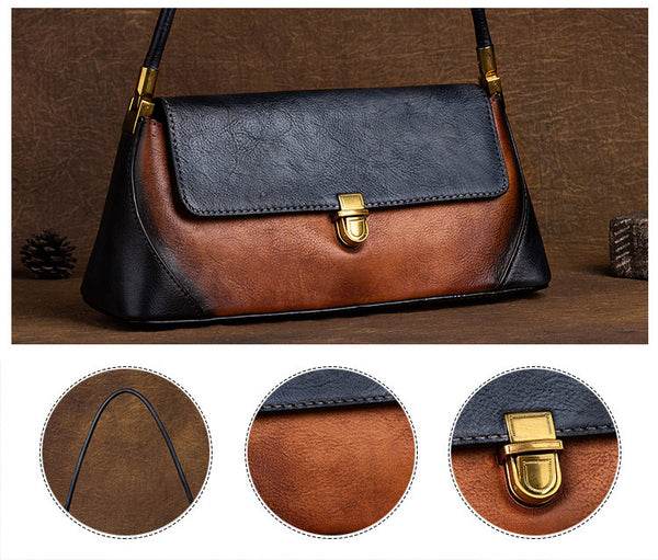 Small Ladies Leather Flap Shoulder Bag Genuine Leather Handbags For Women Details