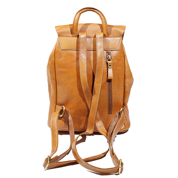 Small Ladies Leather Rucksack Leather Backpack Purse Bag For Women Brown
