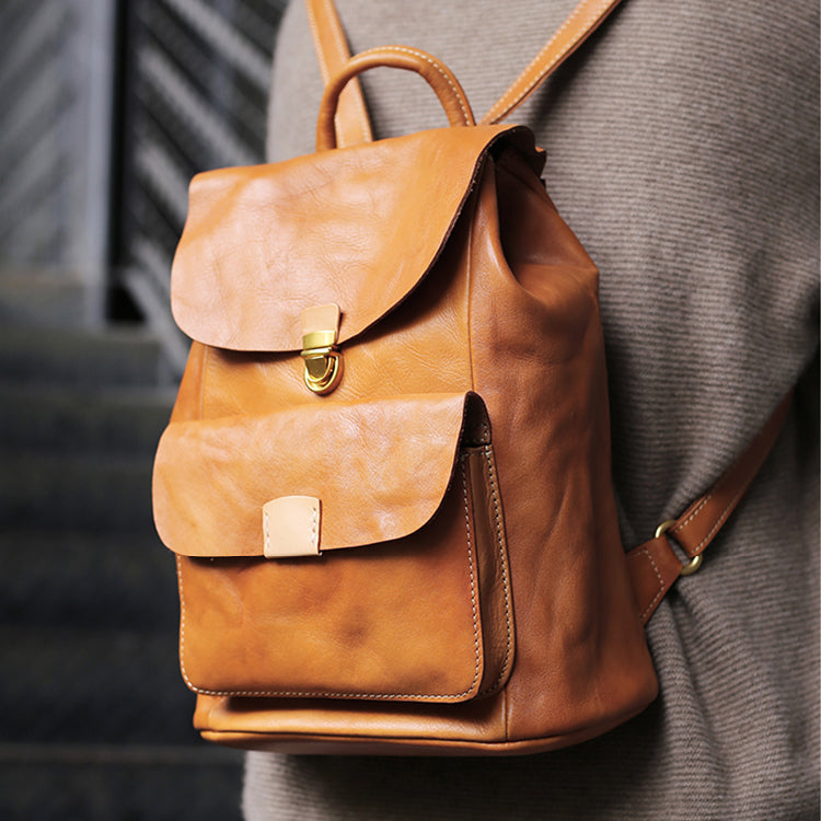 brown leather backpack etsy Small Ladies Leather Rucksack Leather Backpack Purse Bag For Women – igemstonejewelry