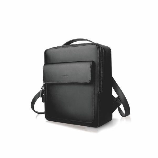 Small Ladies Square Leather Backpack Purse Black Leather Rucksack Handbag For Women Accessories