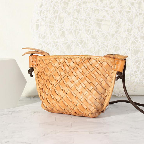 Small Ladies Woven Leather Crossbody Purse Cross Shoulder Bag For Women Beautiful