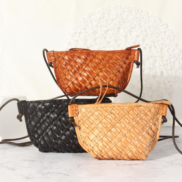 Small Ladies Woven Leather Crossbody Purse Cross Shoulder Bag For Women Cool
