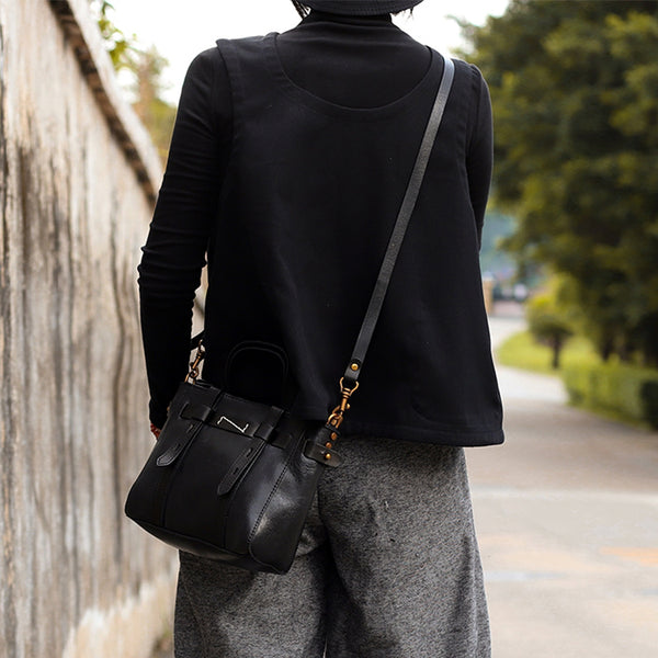 Small Leather Crossbody Tote Bag Small Handbags For Women Black
