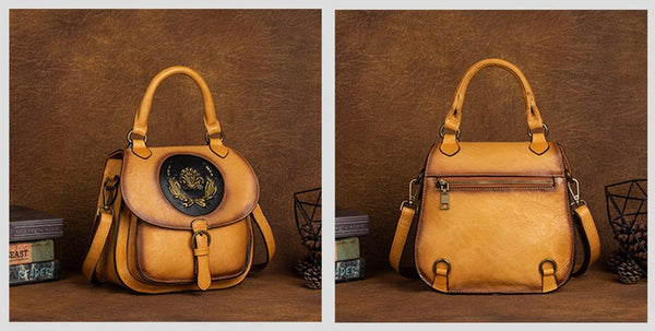 Small Leather Rucksack Handbag Leather Backpack Purse For Women Casual