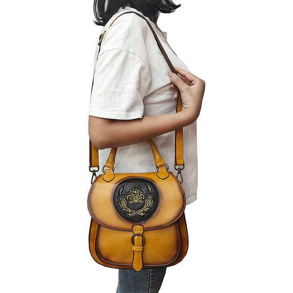 Small Leather Rucksack Handbag Leather Backpack Purse For Women Cowhide