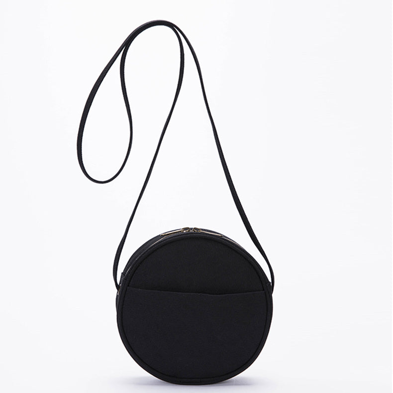 Small Circle Crossbody Bag for Women Black Round Bag 