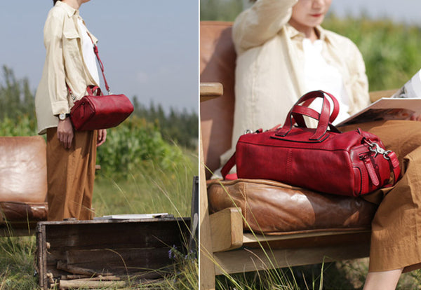 Small Vintage Womens Brown Leather Handbags Shoulder Bags Purse for Women Designer