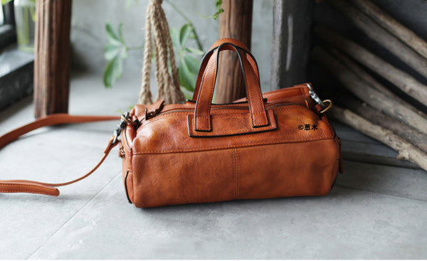 Small Vintage Womens Brown Leather Handbags Shoulder Bags Purse for Women fashion
