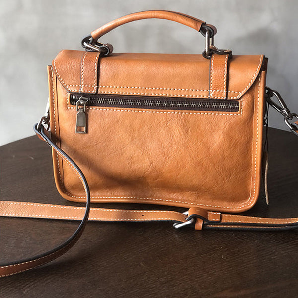 Small Women Black Leather Satchel Bags Shoulder Handbags Details
