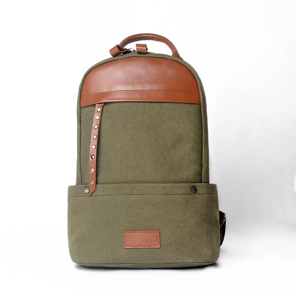 Green-Canvas-and-Leather-Backpack-Bag-Handmade-Canvas-Rucksacks-Travel-Backpack-for-Women-Beautiful
