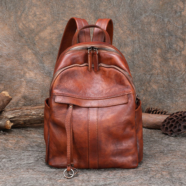 Small Women's Genuine Leather Backpack Bags Purse Stylish Backpacks for Women