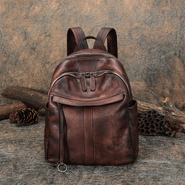 Small Women's Genuine Leather Backpack Bags Purse Stylish Backpacks for Women Beautiful