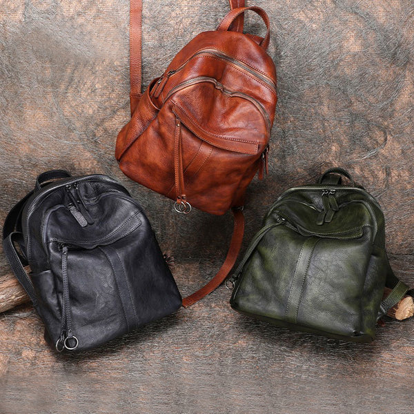 Small Women's Genuine Leather Backpack Bags Purse Stylish Backpacks for Women Chic