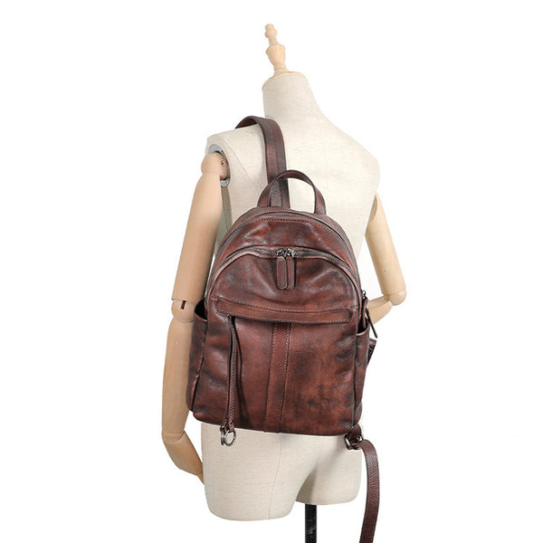 Small Women's Genuine Leather Backpack Bags Purse Stylish Backpacks for Women Fashion
