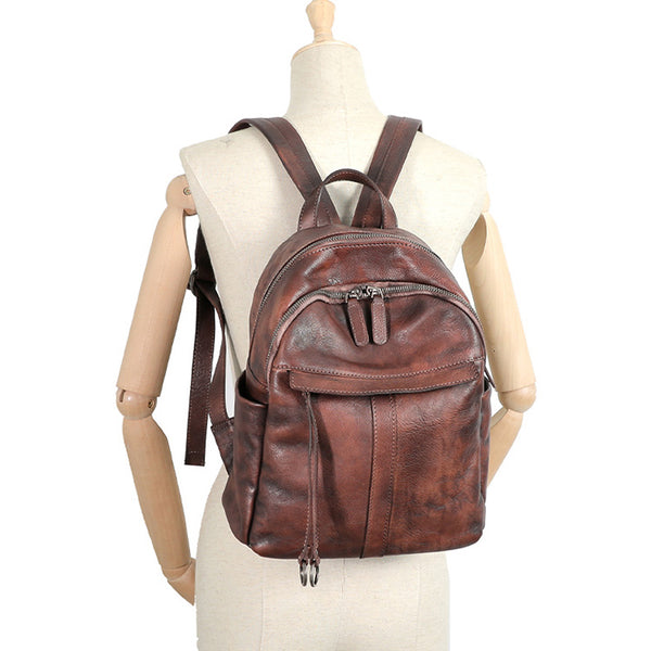 Small Women's Genuine Leather Backpack Bags Purse Stylish Backpacks for Women Funky