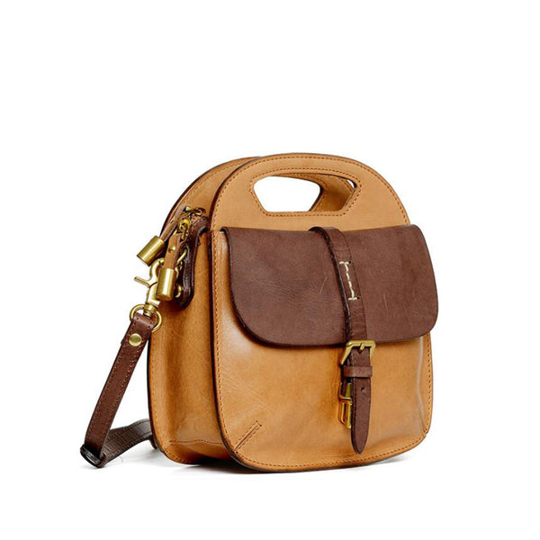 Vintage Leather Crossbody Purse Shoulder Handbags For Women Brown