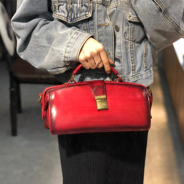 Women's Doctor Style Leather Handbag Purse