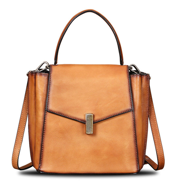 Small Women's Leather Satchel Handbags Purse Crossbody Bag for Women Brown